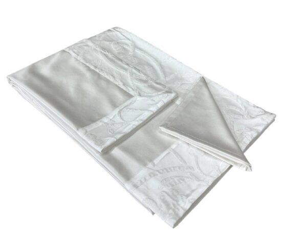 Coordinato letto copriletto+ completo lenzuola+cuscino arredo+ centrini+ servizio x12 Iris ghiaccio
