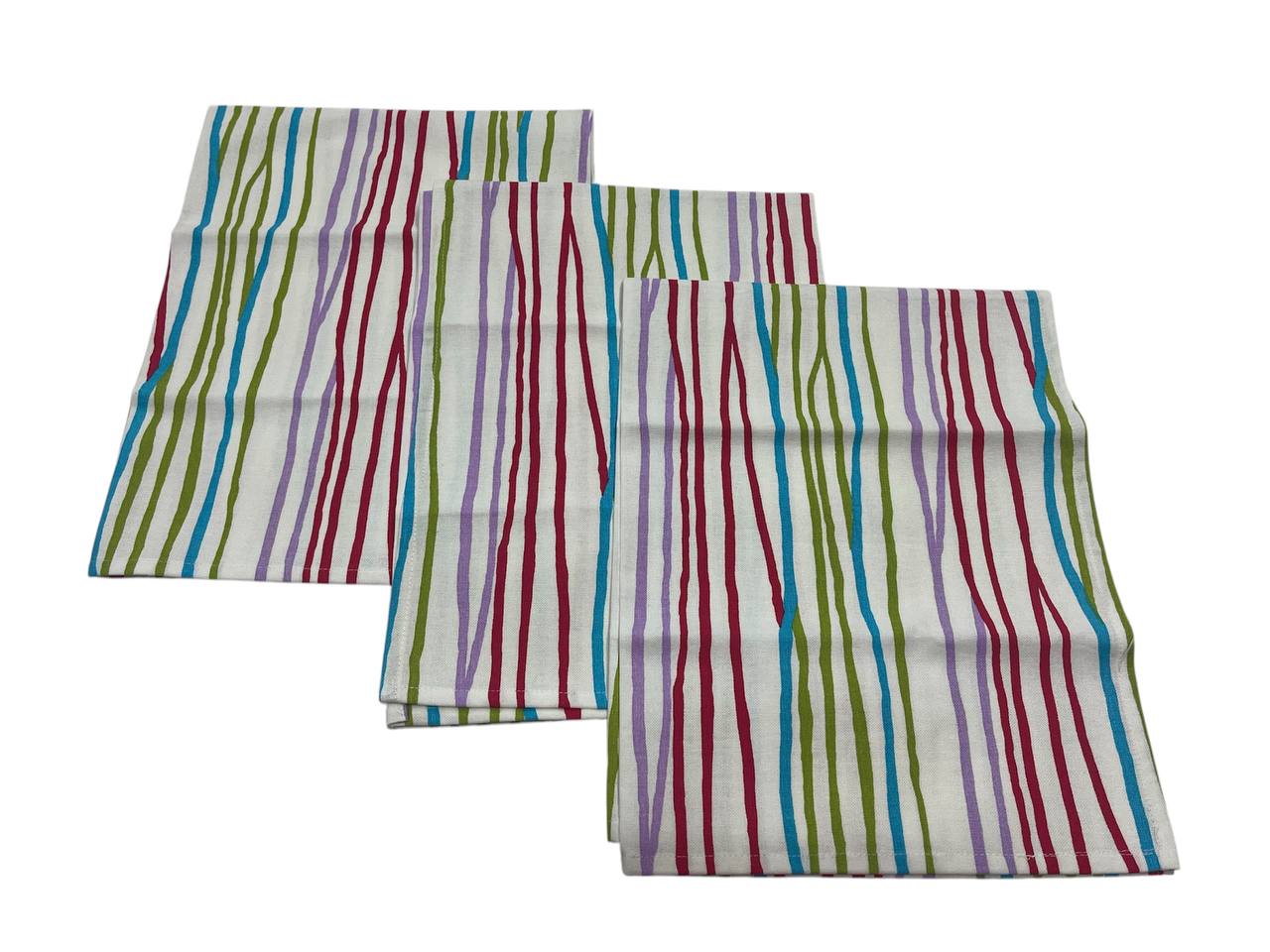 Set 3 Strofinacci in cotone Lignes multicolor