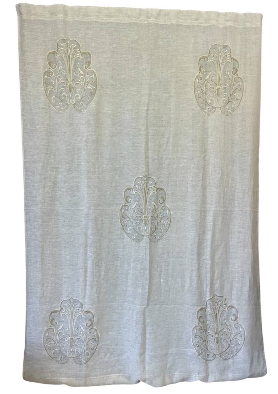 Tenda Pannello in Lino con corone ricamate 200x283cm