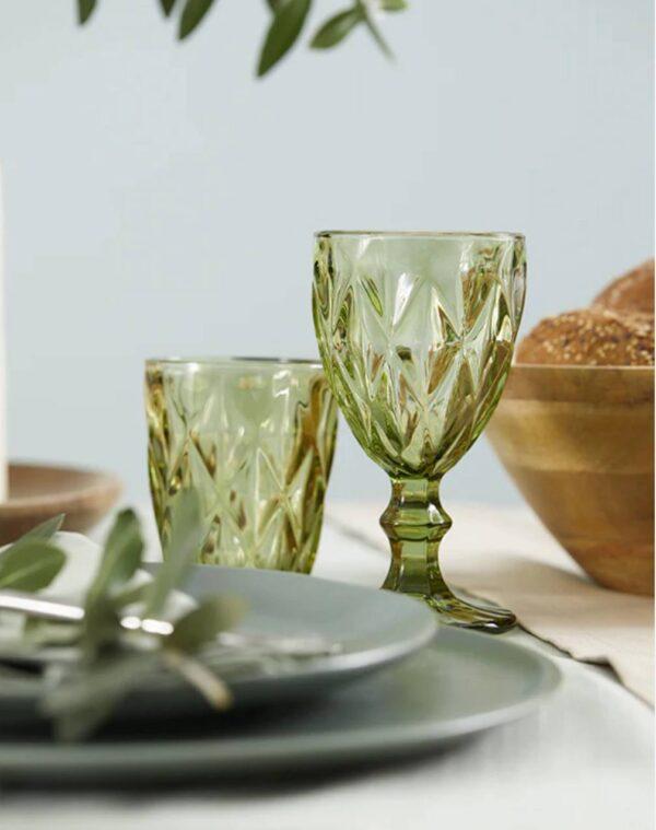 Set bicchieri calice in pasta di vetro Murano Verde