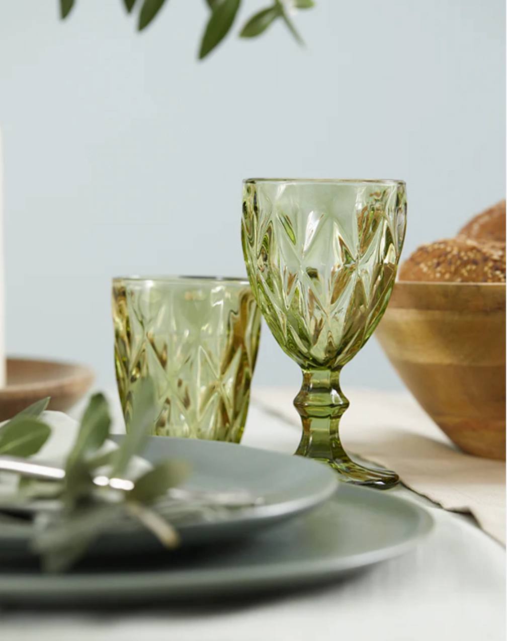 Set bicchieri calice in pasta di vetro Murano Verde