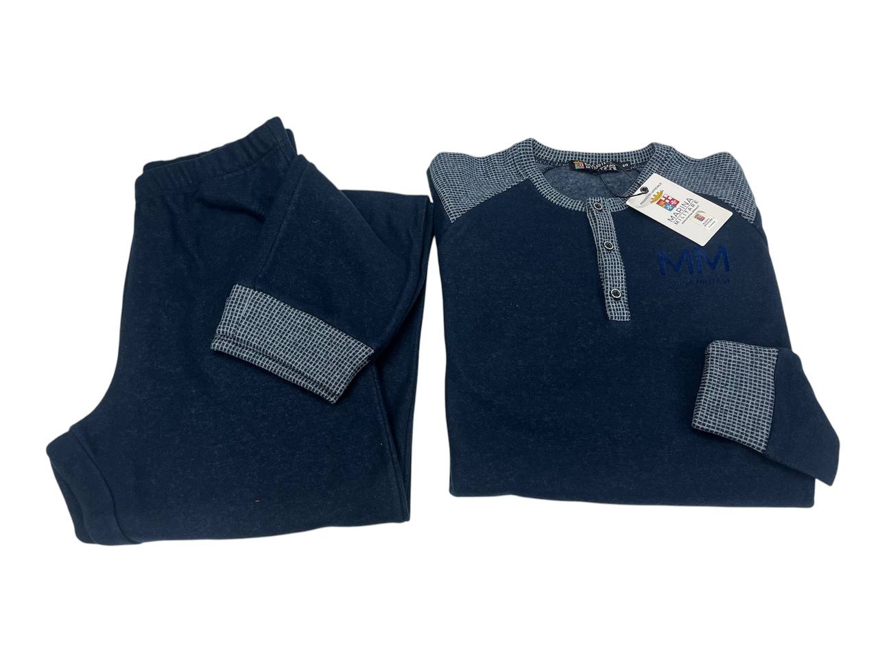 Pigiama uomo in caldo cotone punto Milano Blu