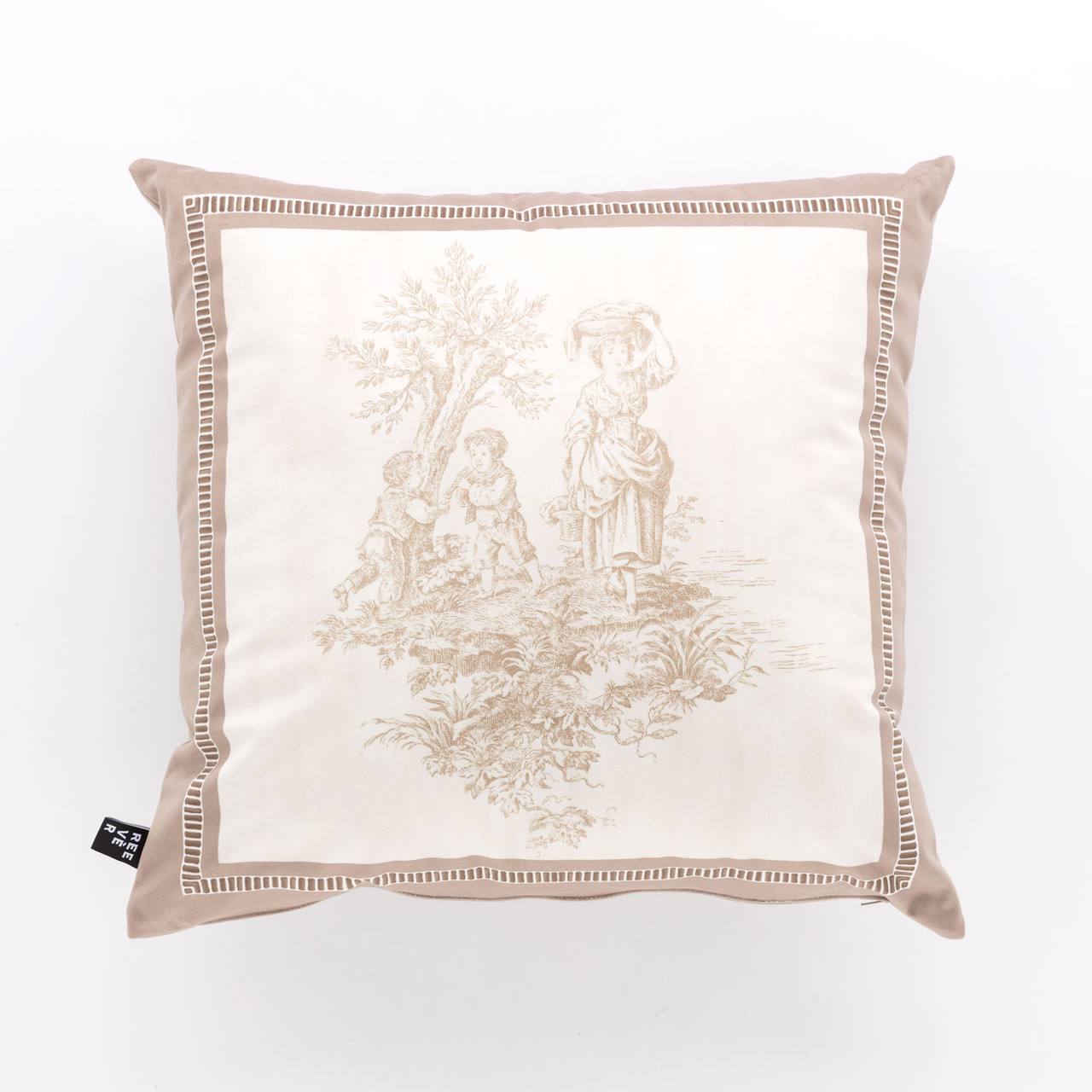 Coppia (2) cuscini arredo 45x45cm velluto Toile de jouy