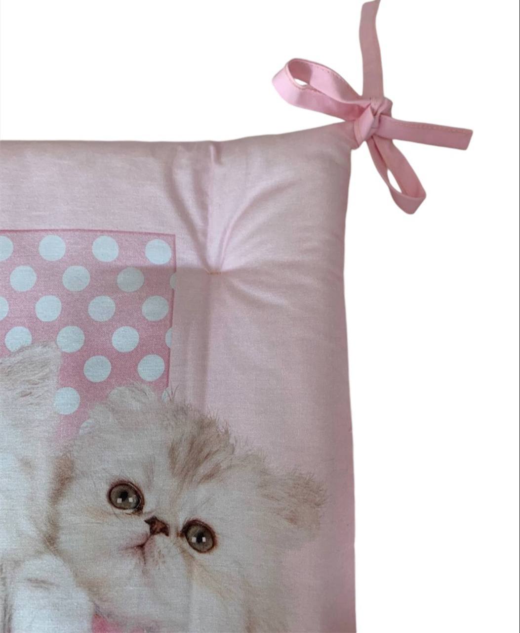 Coordinato lettino Trapunta invernale + paracolpi gattini Rosa