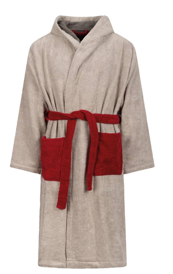 accappatoio Pop in spugna perla/ rosso