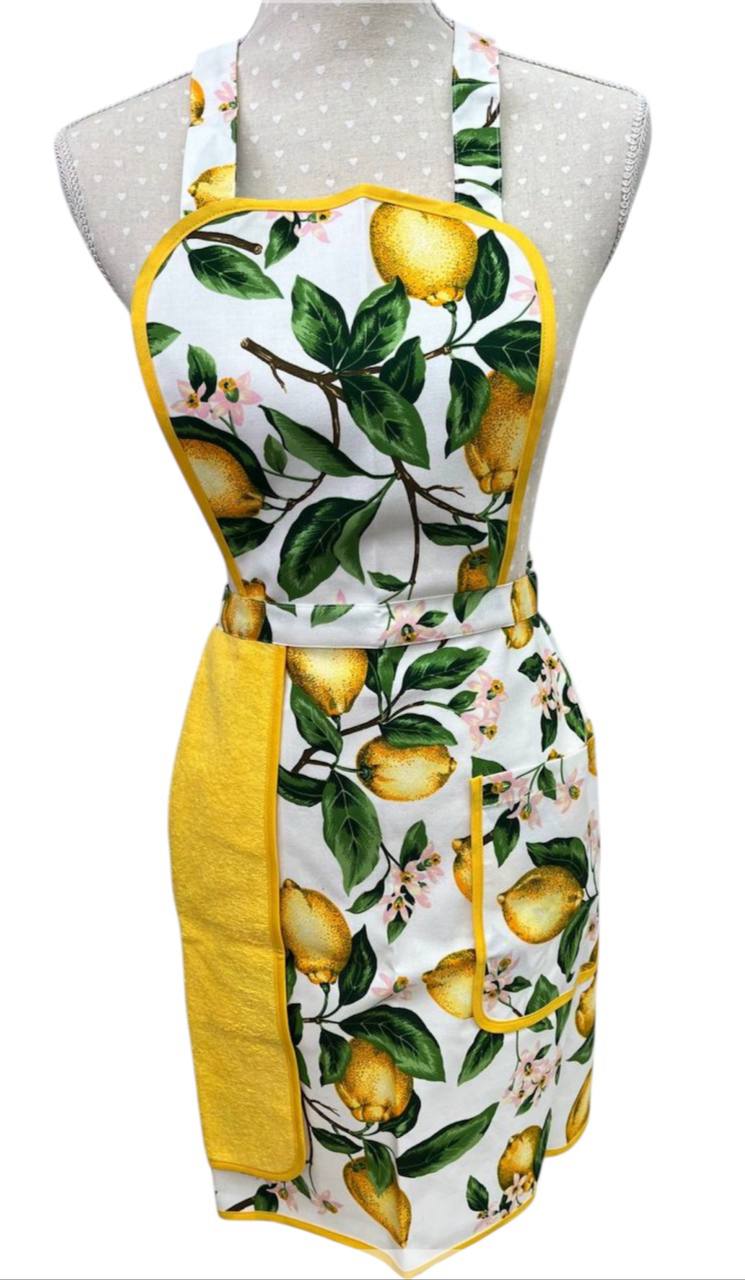 Grembiule da cucina con pettorina ed asciughino Sorrento Limoni