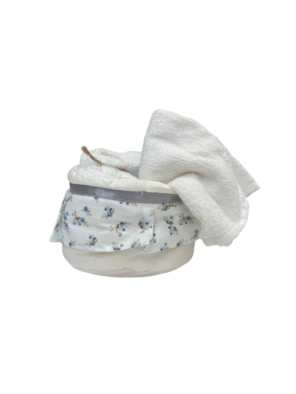 Set 4 lavette + cestino con rouches Lavinia