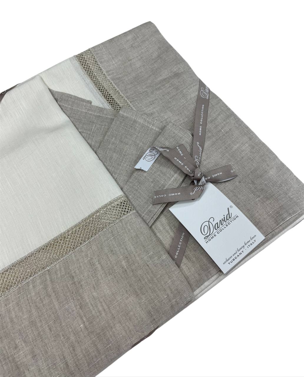 Tovaglia da tavola Star in lino con tovaglioli 180x270cm