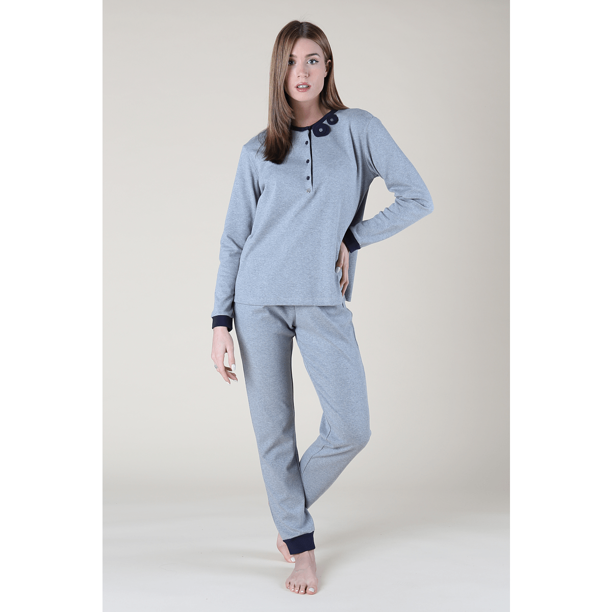 Pigiama donna in caldo cotone cerchi grigio