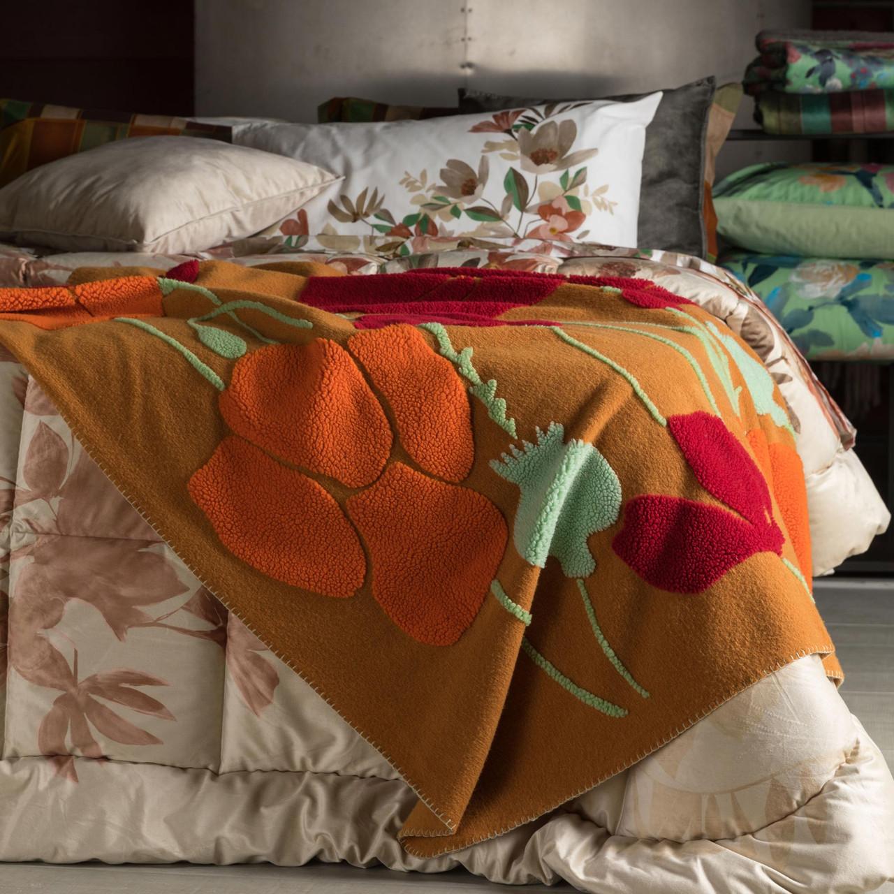 Plaid lavorato jacquard 130x170cm Poppy Giallo ambra