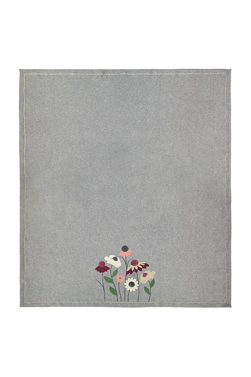 Coperta plaid in pile 160x180cm fiori grigio