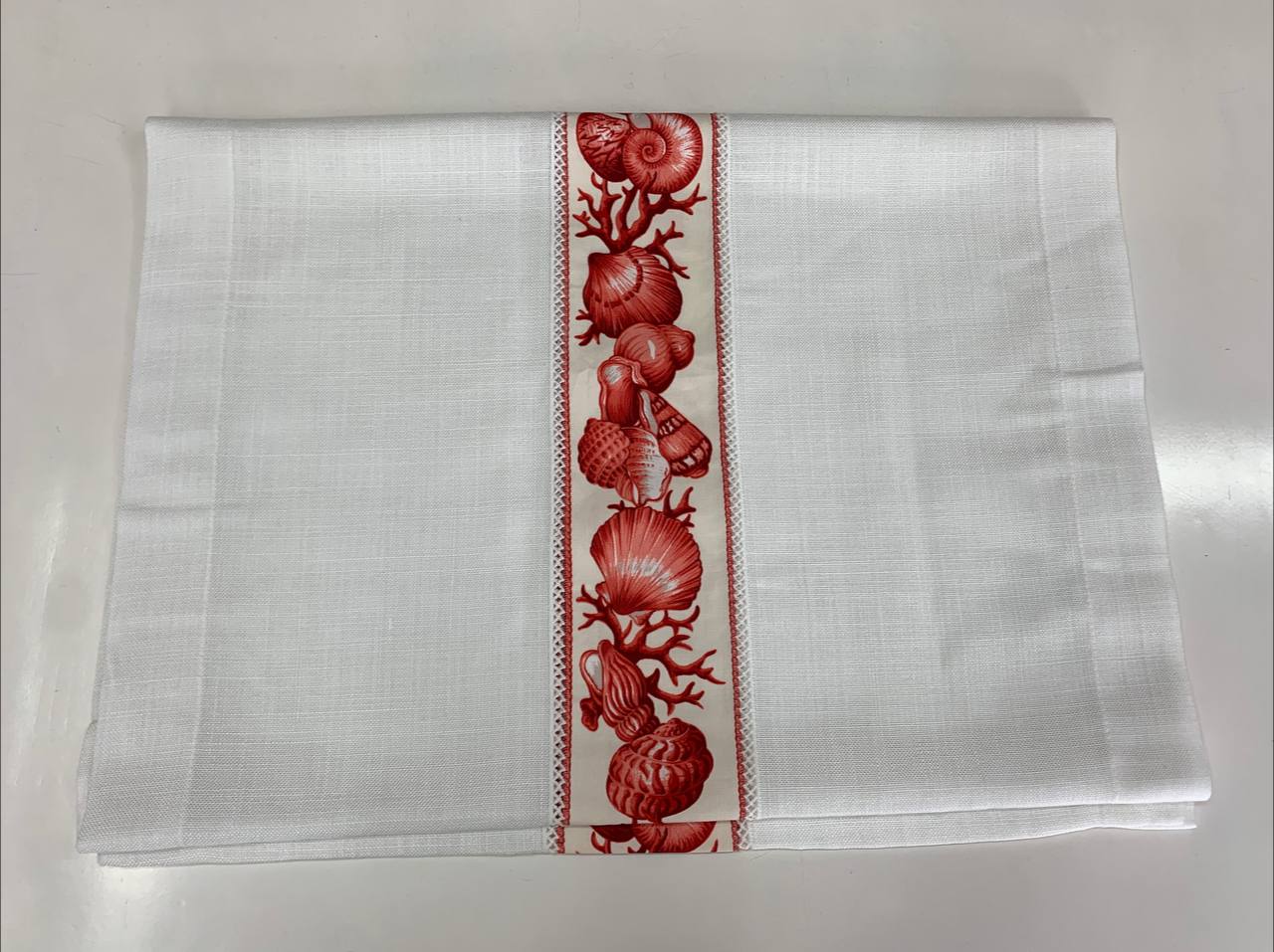 Coppia tendine modello conchiglie bianco corallo 60x170cm