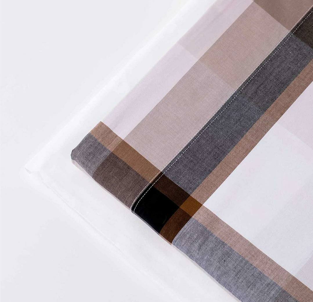 Completo lenzuola matrimoniale tinta in filo Olaf Check Grigio ardesia
