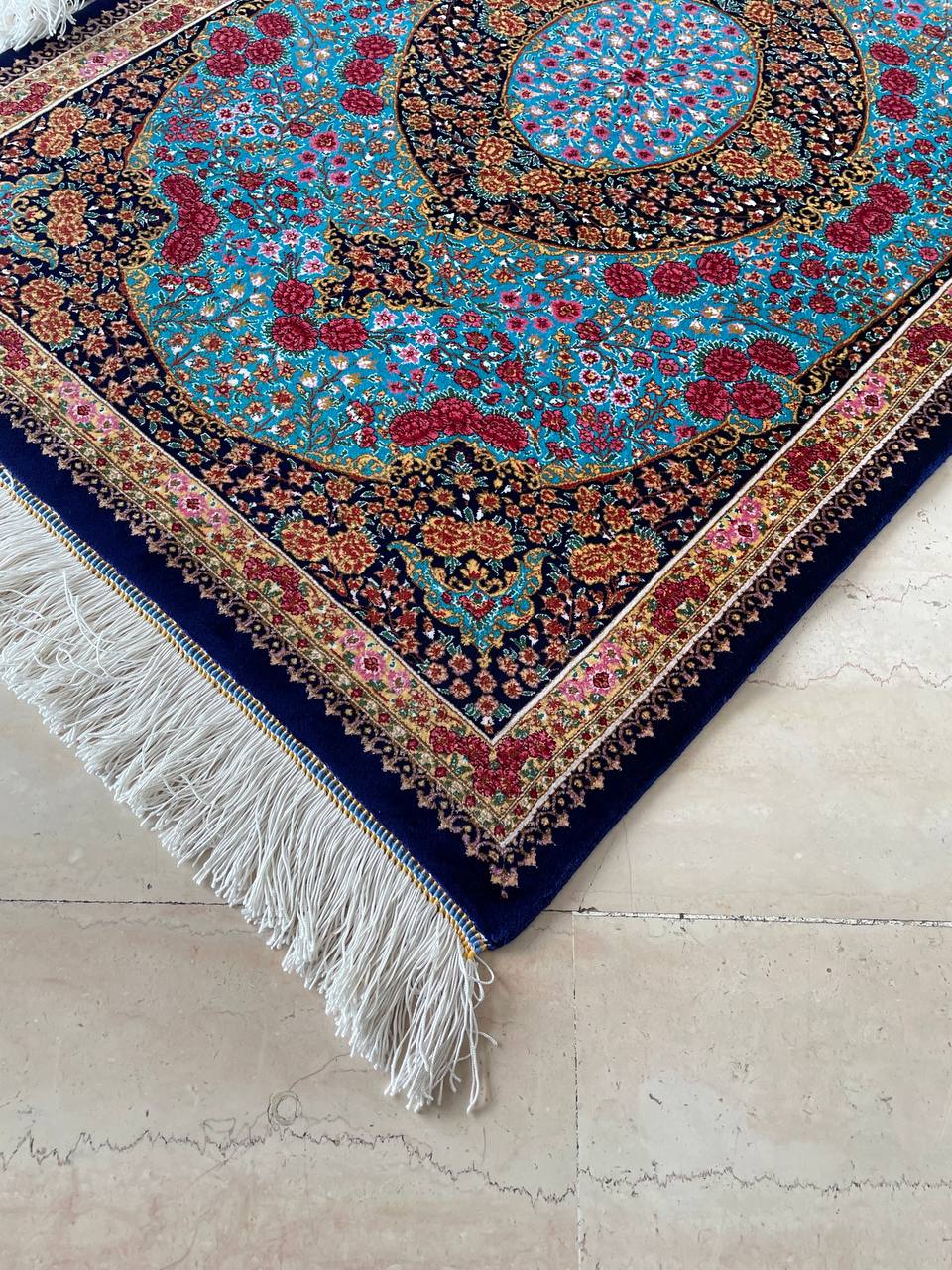 Coppia tappeti orientali Tabriz in seta 90x60cm