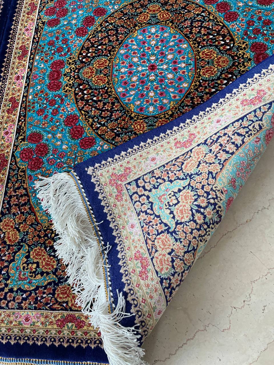 Coppia tappeti orientali Tabriz in seta 90x60cm