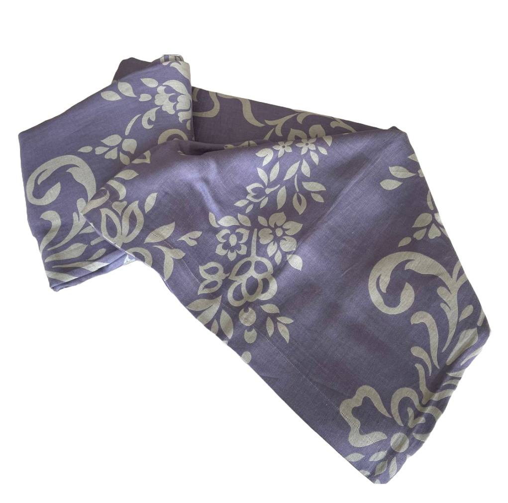 Copriletto matrimoniale damasco double face viola, grigio