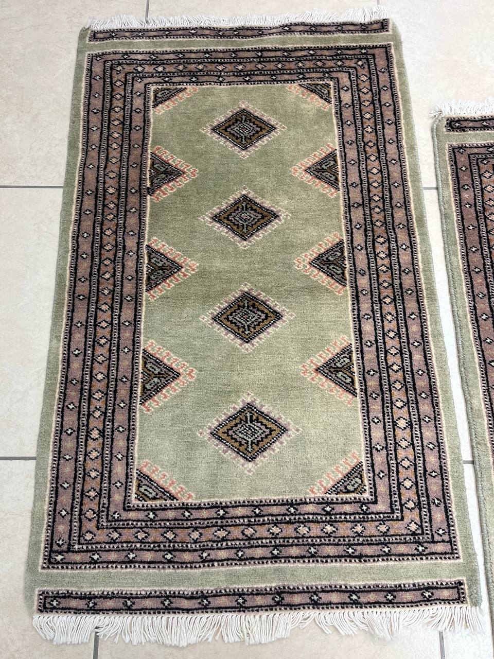 Coppia Tappeti Orientale Bukhara 102x52cm verde