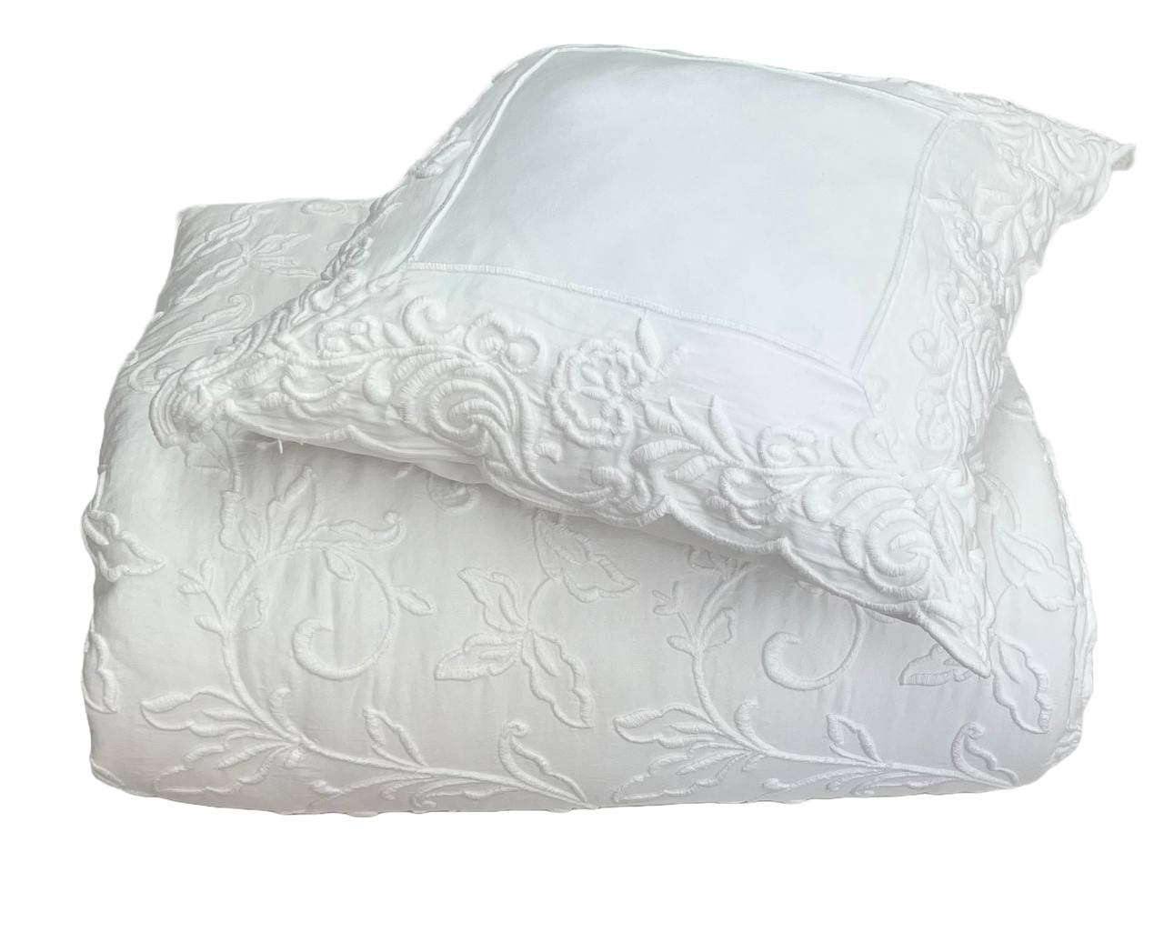 Trapuntino matrimoniale con coppia cuscini arredo Dune Merveille latte