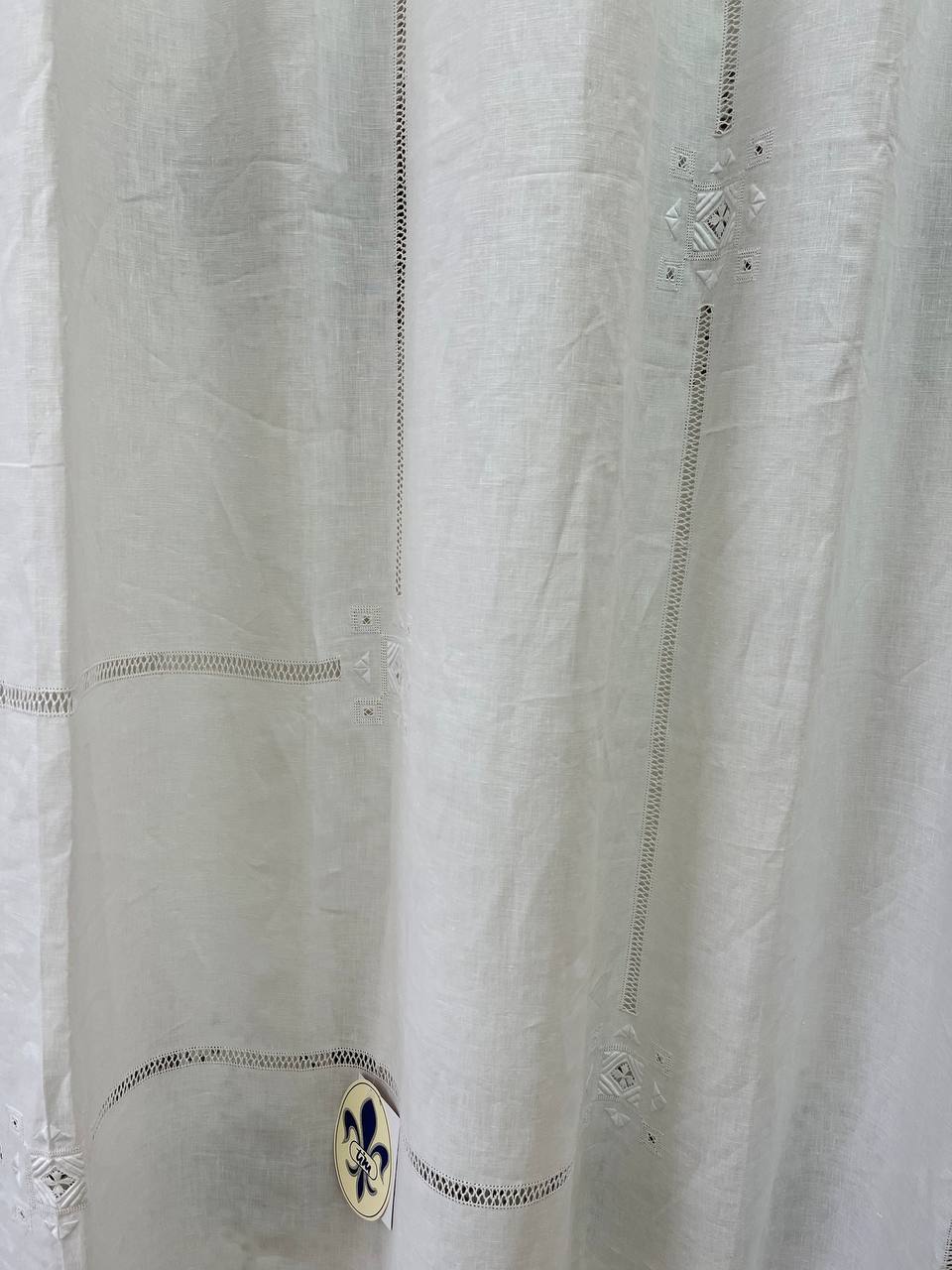 Pannello tenda lino bianco punto antico toscano 270x310 cm