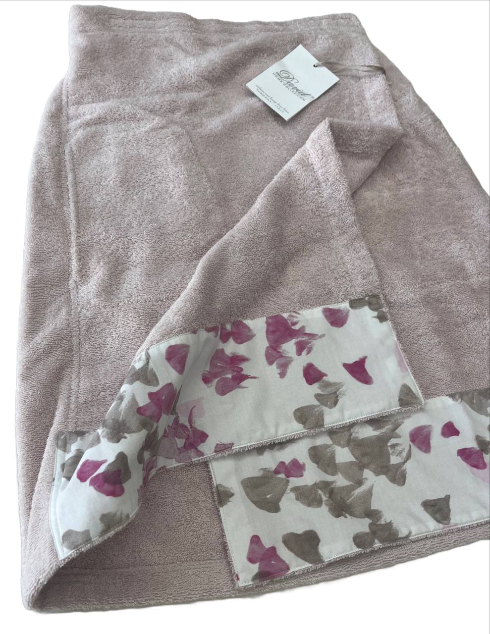 Pareo in spugna Rebecca rosa/ latte