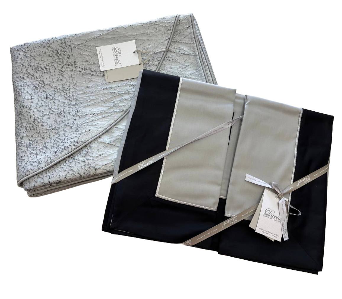 Coordinato letto Coperta+ completo lenzuola+ coppia cuscini arredo Tokio Nero
