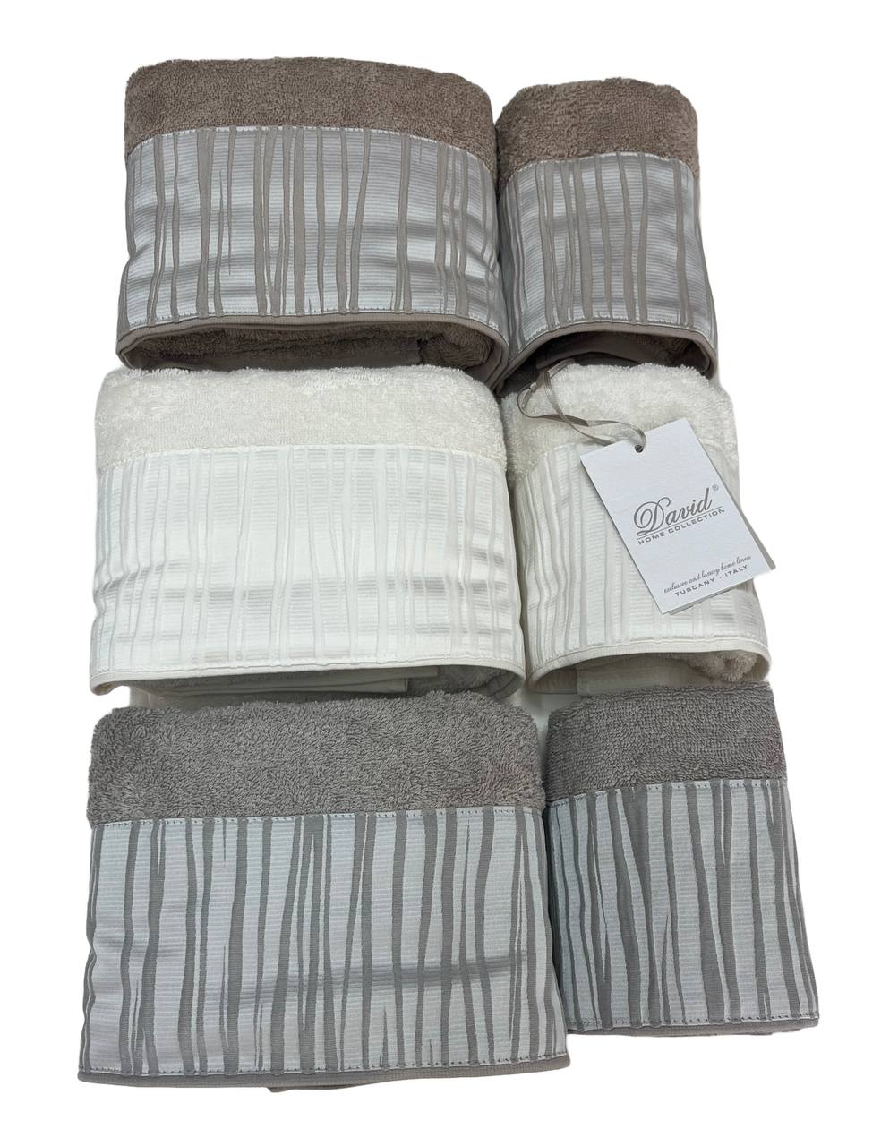 Confezione asciugamani 3+3 viso ed ospite Nuvola Latte/ tortora/ silver