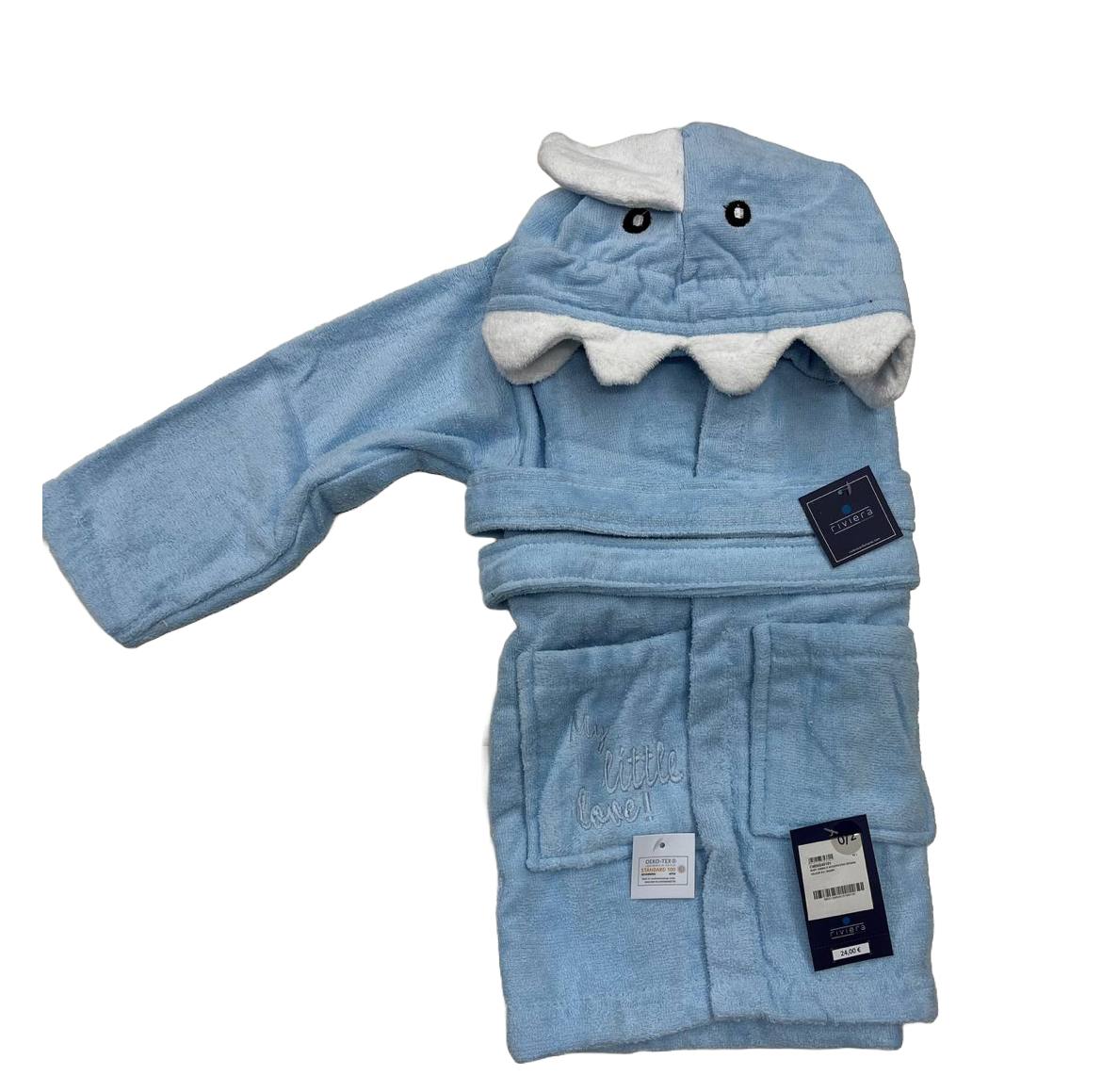 Accappatoio Spugna Baby Animals Shark azzurro