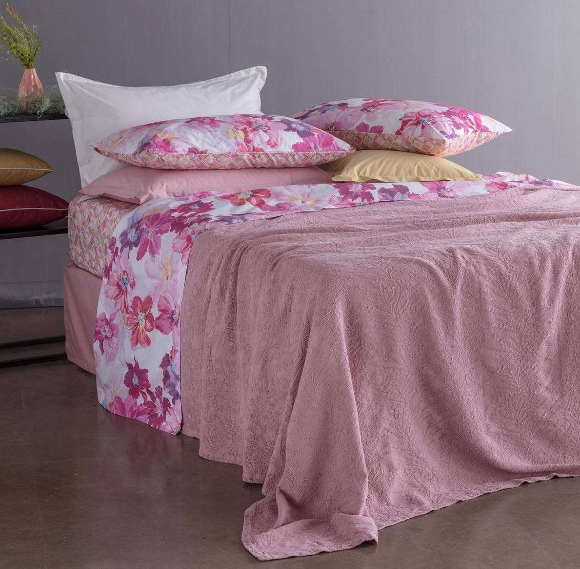 Copriletto 1 piazza in cotone Jacquard Fronda