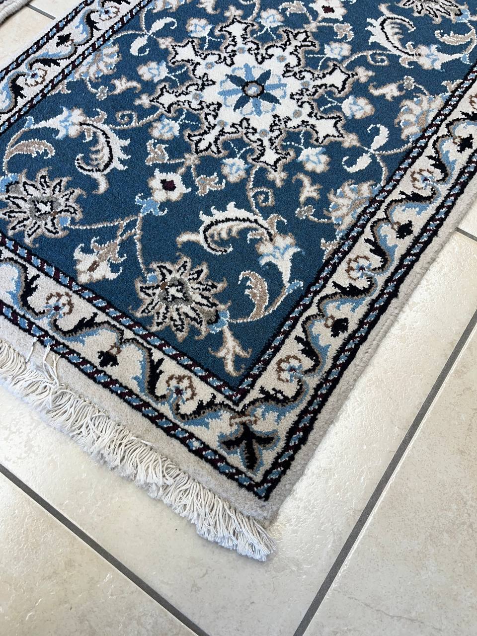 Coppia Tappeti orientali Nain 60x90cm Blu