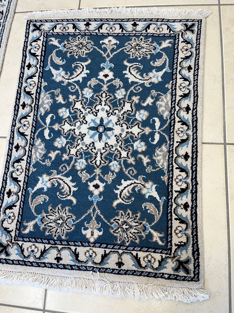 Coppia Tappeti orientali Nain 60x90cm Blu