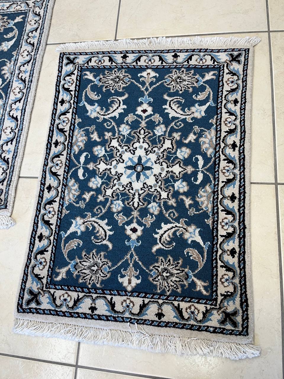 Coppia Tappeti orientali Nain 60x90cm Blu