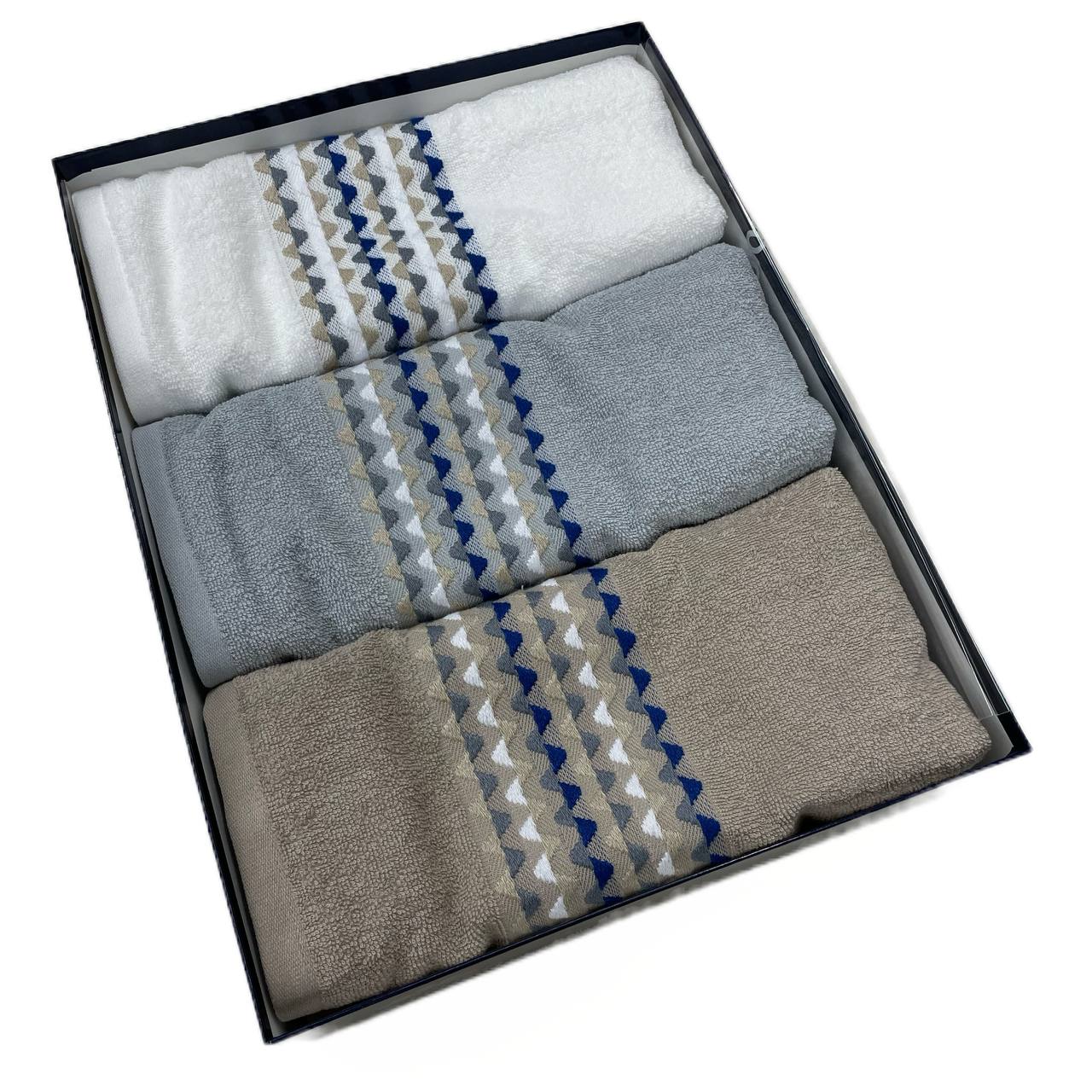 Set asciugamani 3 viso + 3 ospite Trendy bianco/grigio/sabbia