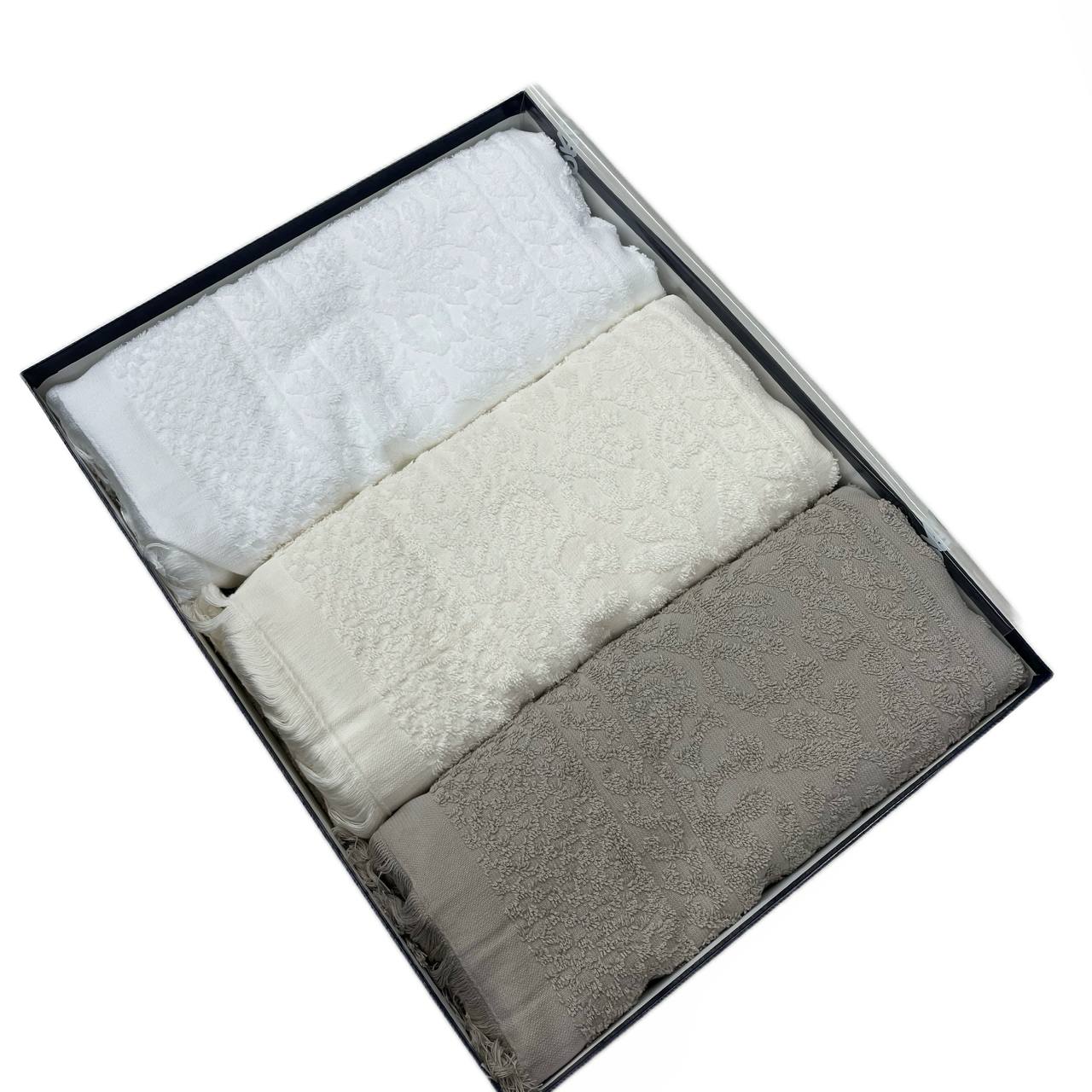 Set asciugamani 3 viso + 3 ospite Atene bianco, avorio, sabbia