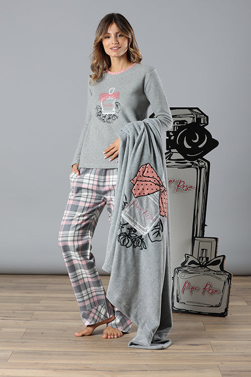 Coperta plaid in pile pepe rosa 160x180cm